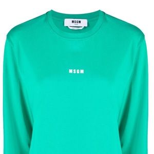 MSGM Logo-Print Cotton Shirt / NWT / $140 / Women XS / Made In Italy